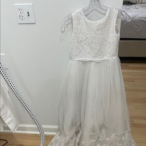 Amazon White Lace Formal Kids Dress